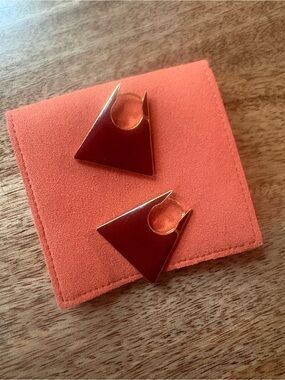 Geometric Trapezoid Dangle Earrings - Maroon